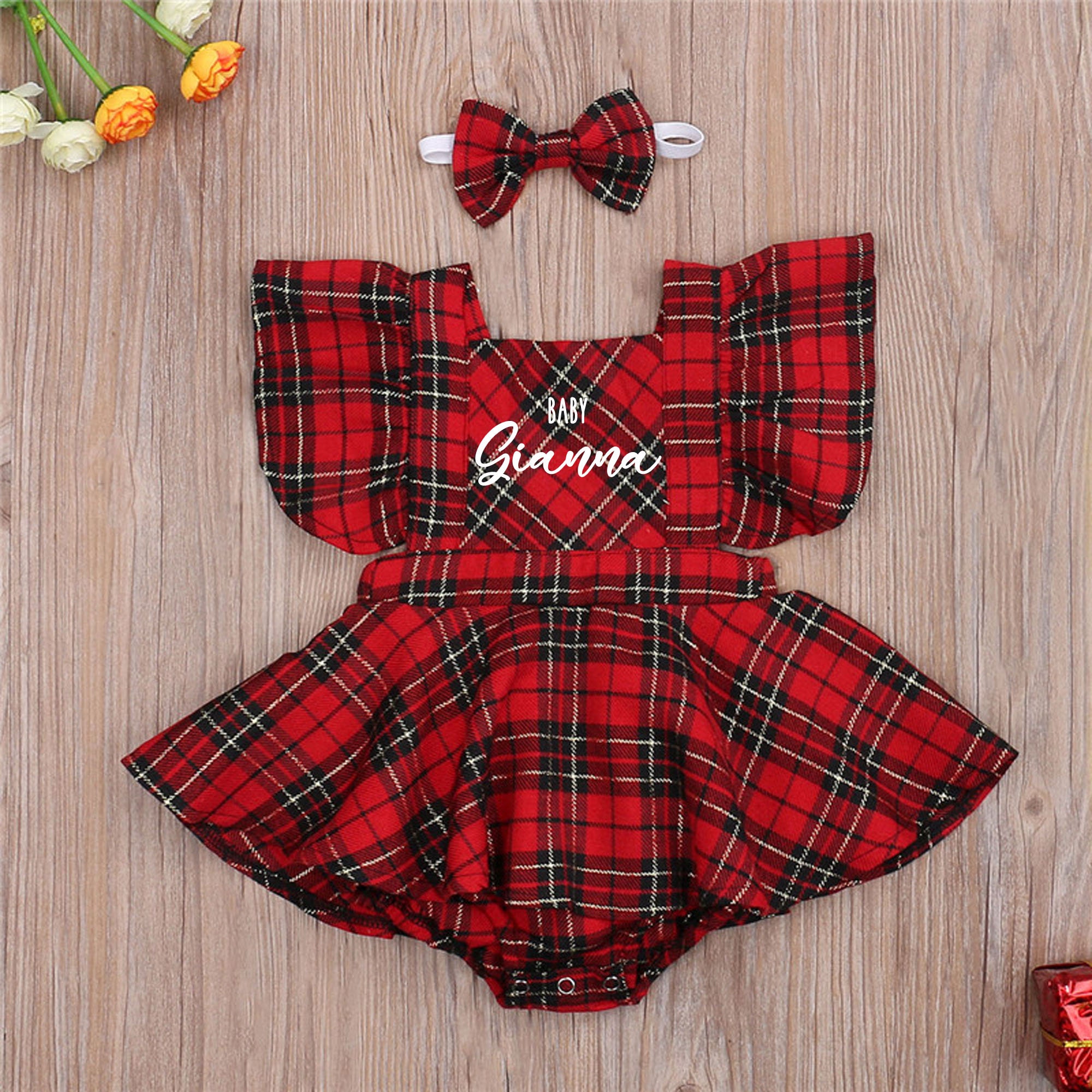 Baby Girl Plaid Christmas Outfit First Christmas Dress Etsy