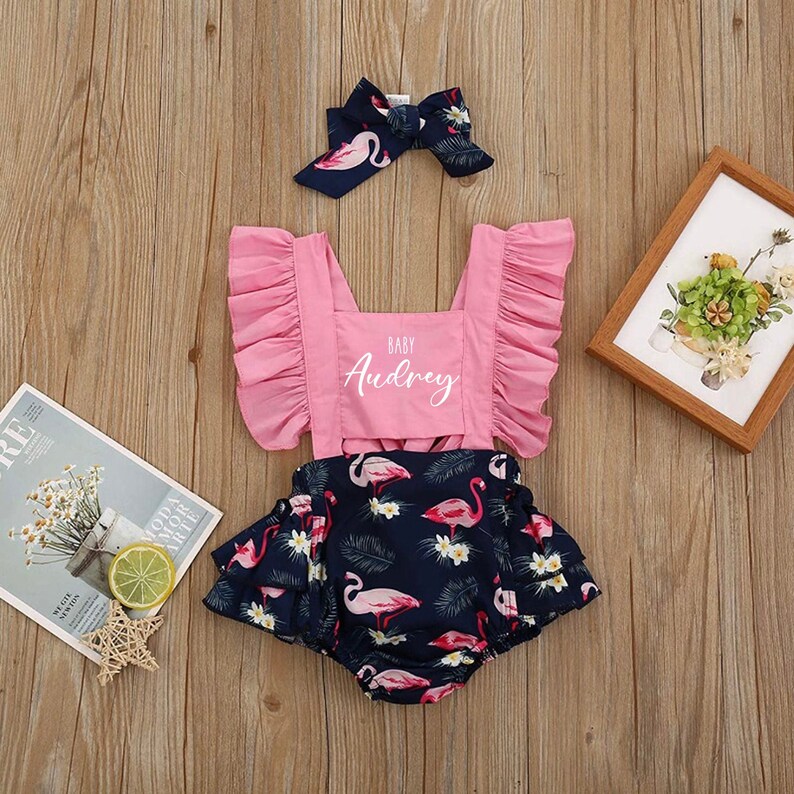 Baby Shower Gift Baby Girl Pink Flamingo Coming Home Outfit Birthday Outfit Fall Cute Outfit Personalized Gift Newborn for Photoshoot