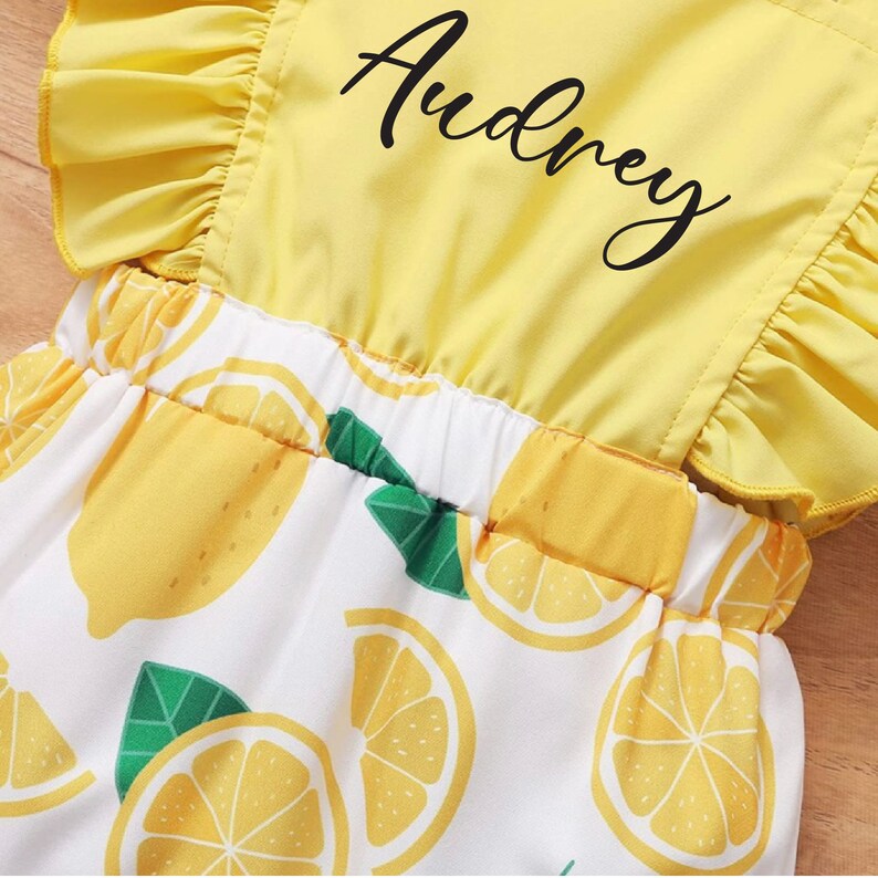 Baby Girl Lemon Outfit Personalized Clothes Set Summer Baby Etsy