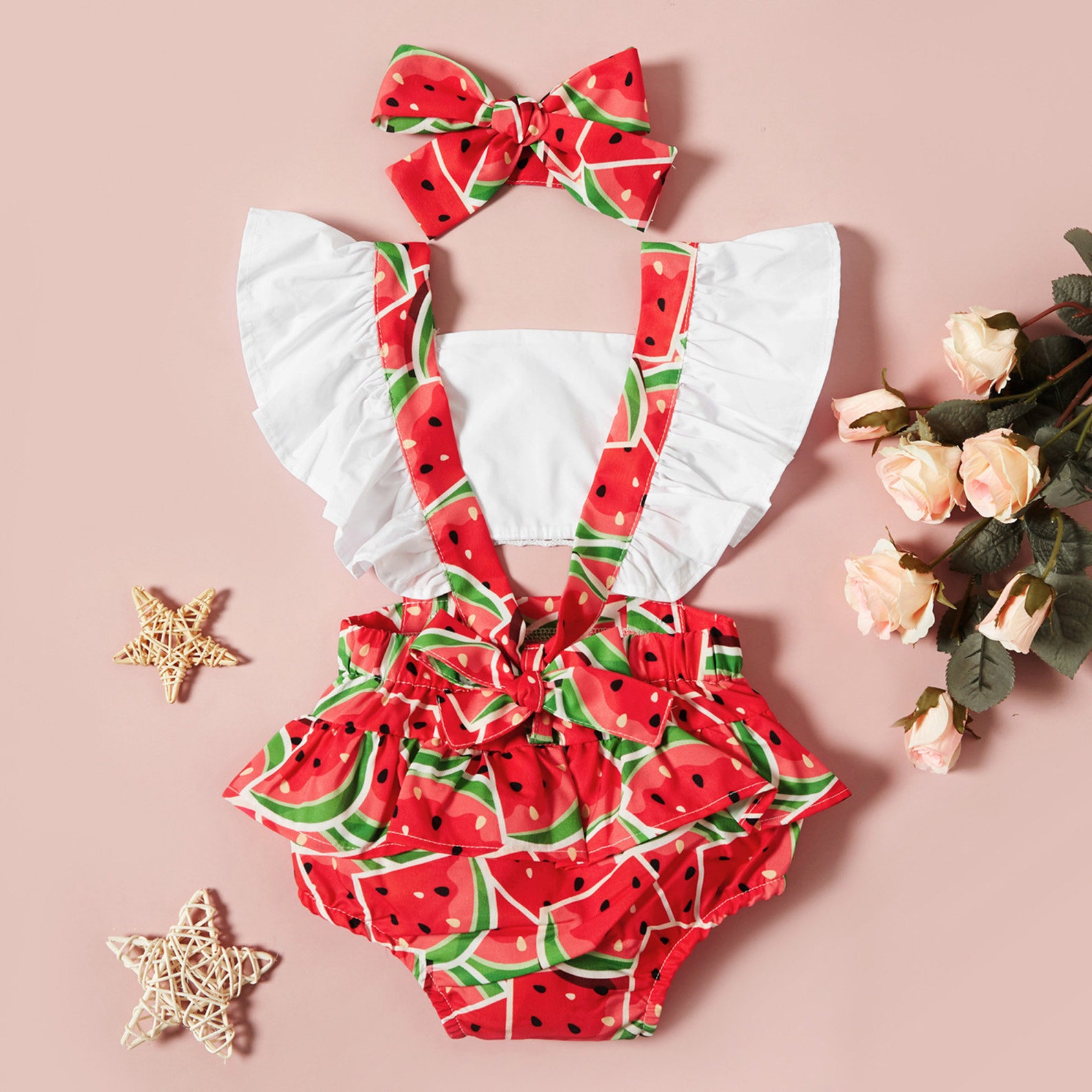 Baby Girl Watermelon Outfit Personalized Clothes Set Summer Etsy