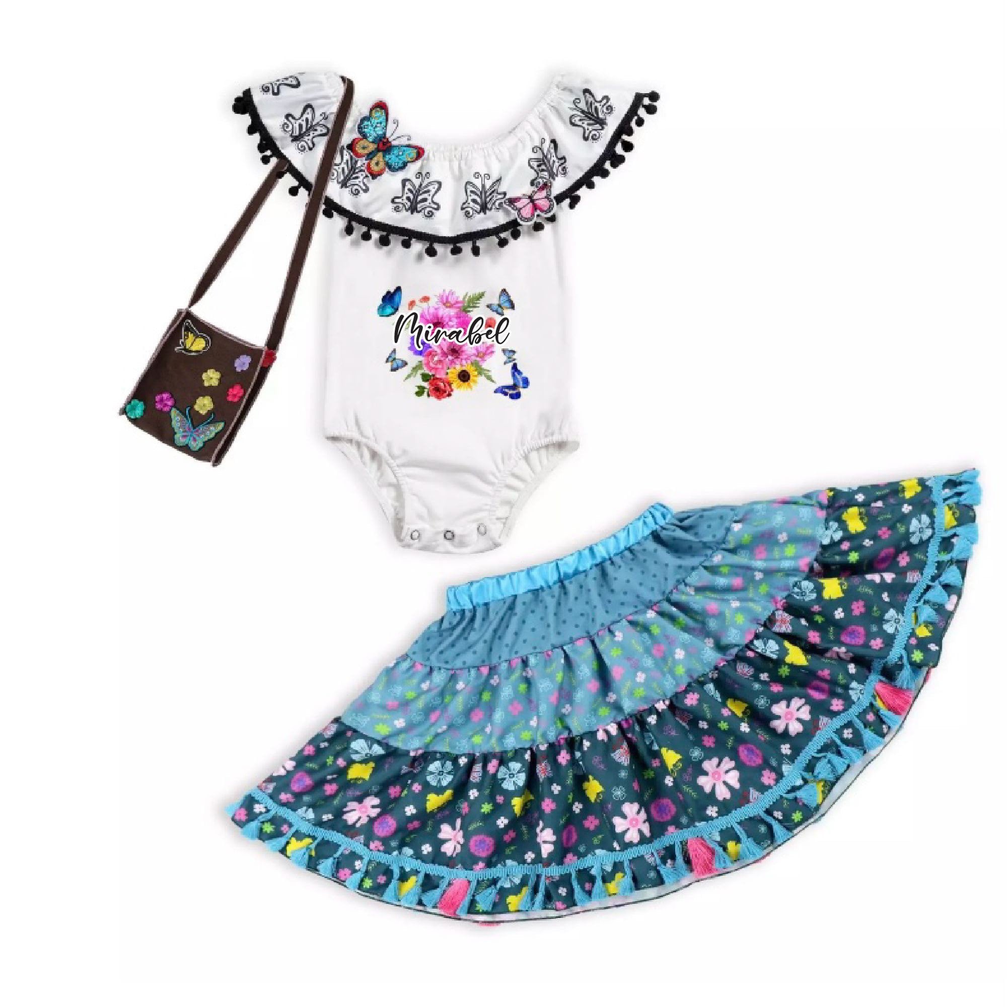 Baby Girl Encanto Mirabel Outfit Personalized, Cute Baby Mirabel Costume, First Halloween Romper, Baby Shower, Encanto Birthday Outfit