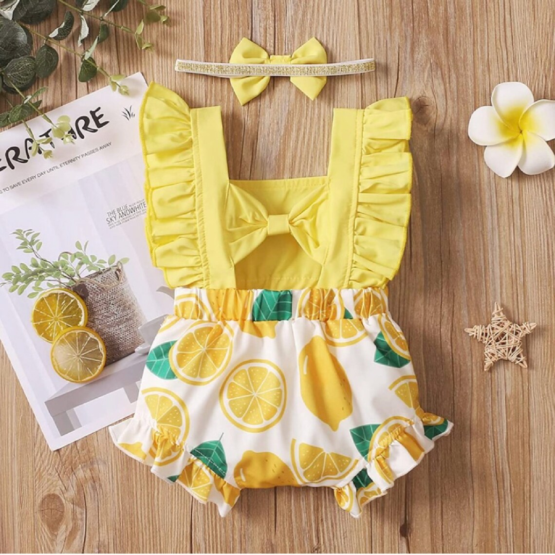 Baby Girl Lemon Outfit Personalized Clothes Set Summer Baby Etsy