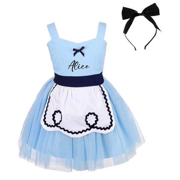 Personalized Alice in Wonderland Costume, Alice Halloween Outfit, Christmas Gift, Baby Shower Gift, Personalized Baby Girl Romper