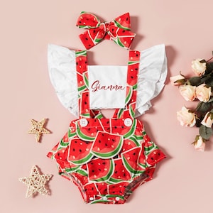 Baby Girl Watermelon Birthday Outfit, One in a Melon Birthday Clothes, Summer Baby Clothes, Baby Shower Gift, Sweet to be One Birthday