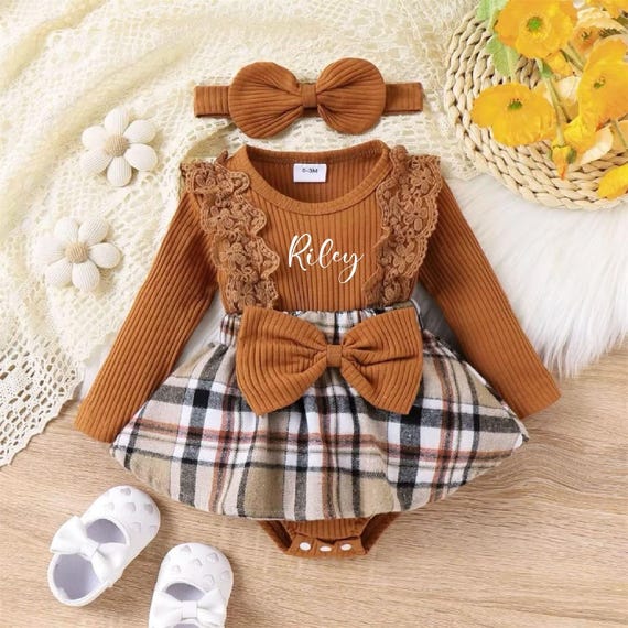 Baby Girl Fall Outfit, Personalized Thanksgiving Clothes, Coming Home Set, Baby Shower Gift Photoshoot, Infant Girl Autumn Outfit
