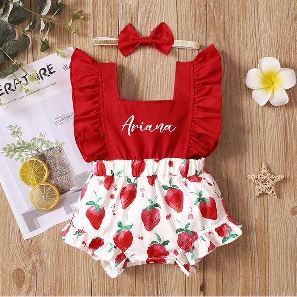 Tenue premier anniversaire baies, parure personnalisée fraise pour bébé fille, barboteuse bébé Sweet One, cadeau de baby shower, séance photo smash de gâteau