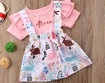 Baby Girl Easter Bunny Clothes, Personalized Some Bunny Birthday Outfit, Rabbit Baby Shower Gift, Toddler Easter Romper