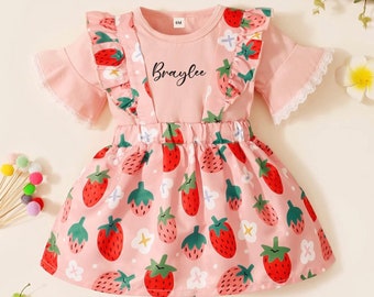 Baby Girl Berry First Birthday Outfit, Personalized Strawberry Dress, Smash Cake Dress, Strawberry Shortcake, Toddler Romper Photoshoot