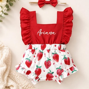 Berry First Birthday Outfit, Personalized Baby Girl Strawberry Clothes Set, Sweet One Baby Romper, Baby Shower Gift, Cake Smash Photoshoot