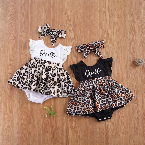 Baby Girl Leopard Animal Print Clothes Personalized Wild One Etsy