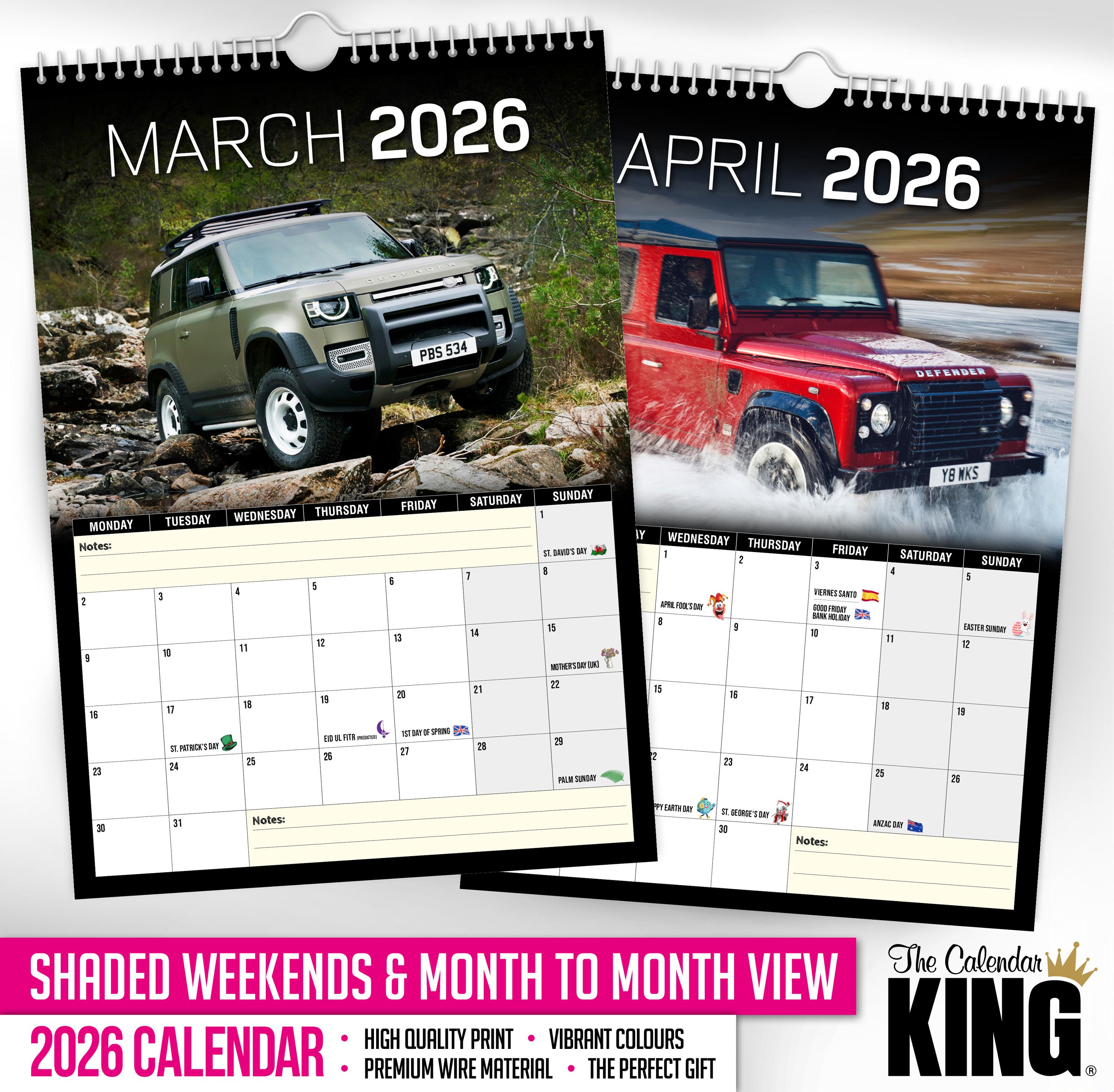 The Calendar King - Landy Defender - Landie Defender - 2026 Wall Calendar - A4 Size - Unofficial // Nostalgic/Classic Car/Christmas/Birthday/Gift Idea/ Present/Novelty - View #3