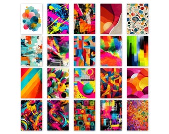 Selección de tarjetas abstractas - Juego de 20 tarjetas de felicitación surtidas con sobres - Interior en blanco - Impresas en cartulina premium de alto gramaje - AB_003