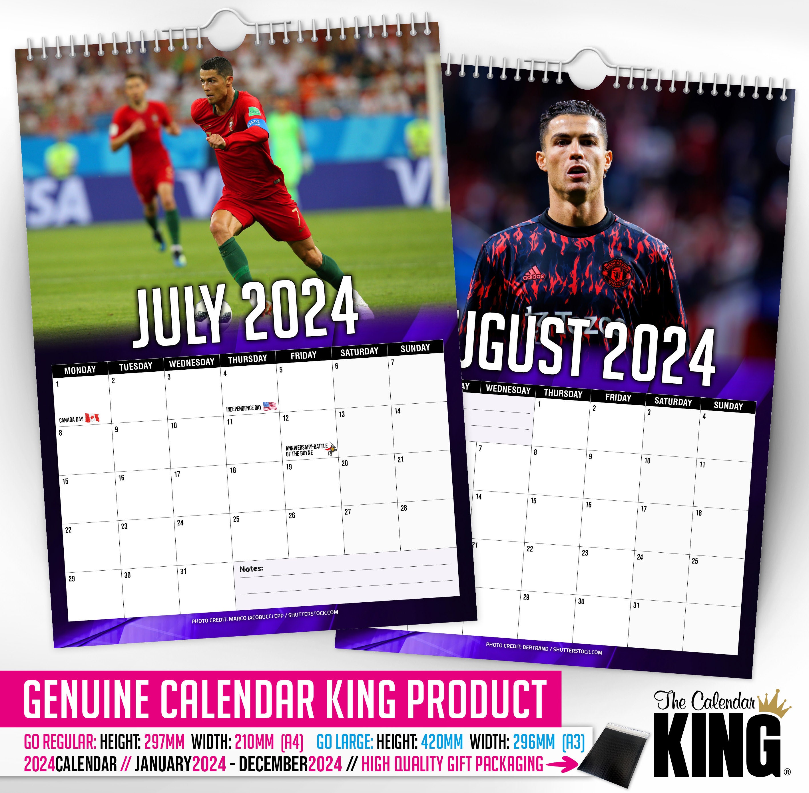 Cristiano Ronaldo - 2024 Wall Calendar, Gift Idea, Present, Novelty, Football, CR7
