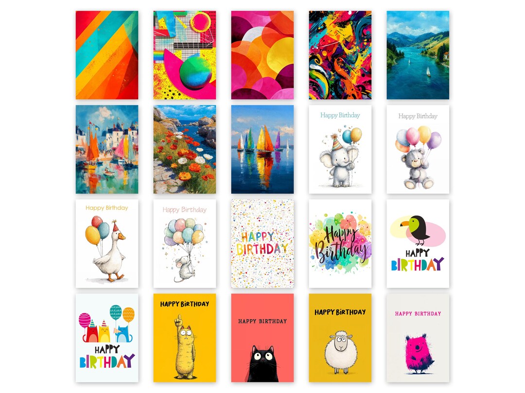 Assorted Cards - Set of 20 Assorted Greetings Cards With Envelopes ...
