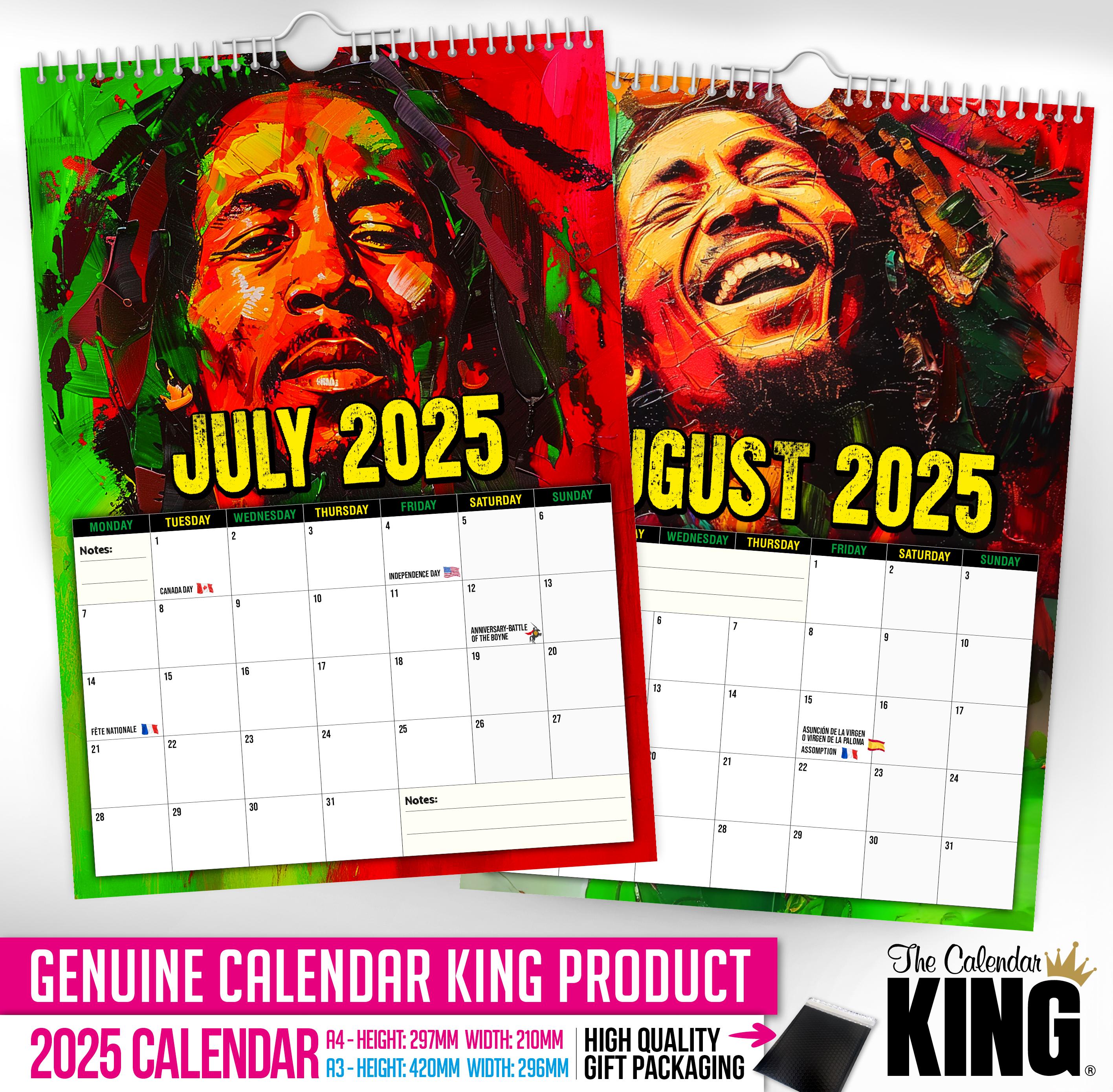 BOB MARLEY カレンダー Bob Marley - ART - 2025 Wall Calendar // Funny / Quirky