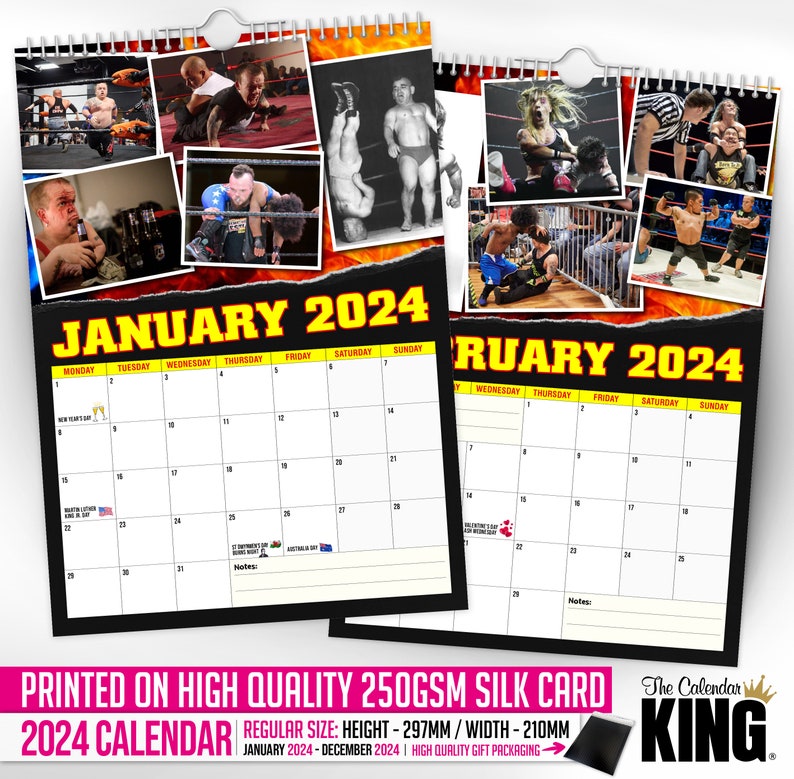 Miniature Wrestling 2024 Wall Calendar // Funny / Quirky / Christmas / Birthday / Gift Idea / Present / Novelty / Humour / Secret Santa image 2