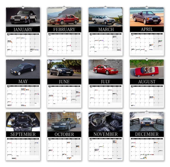 Mercedes W 124 2025 Wall Calendar // Cars / Motoring / Nostalgic /  Christmas / Birthday / Gift Idea / Present / Novelty / Humour - Etsy