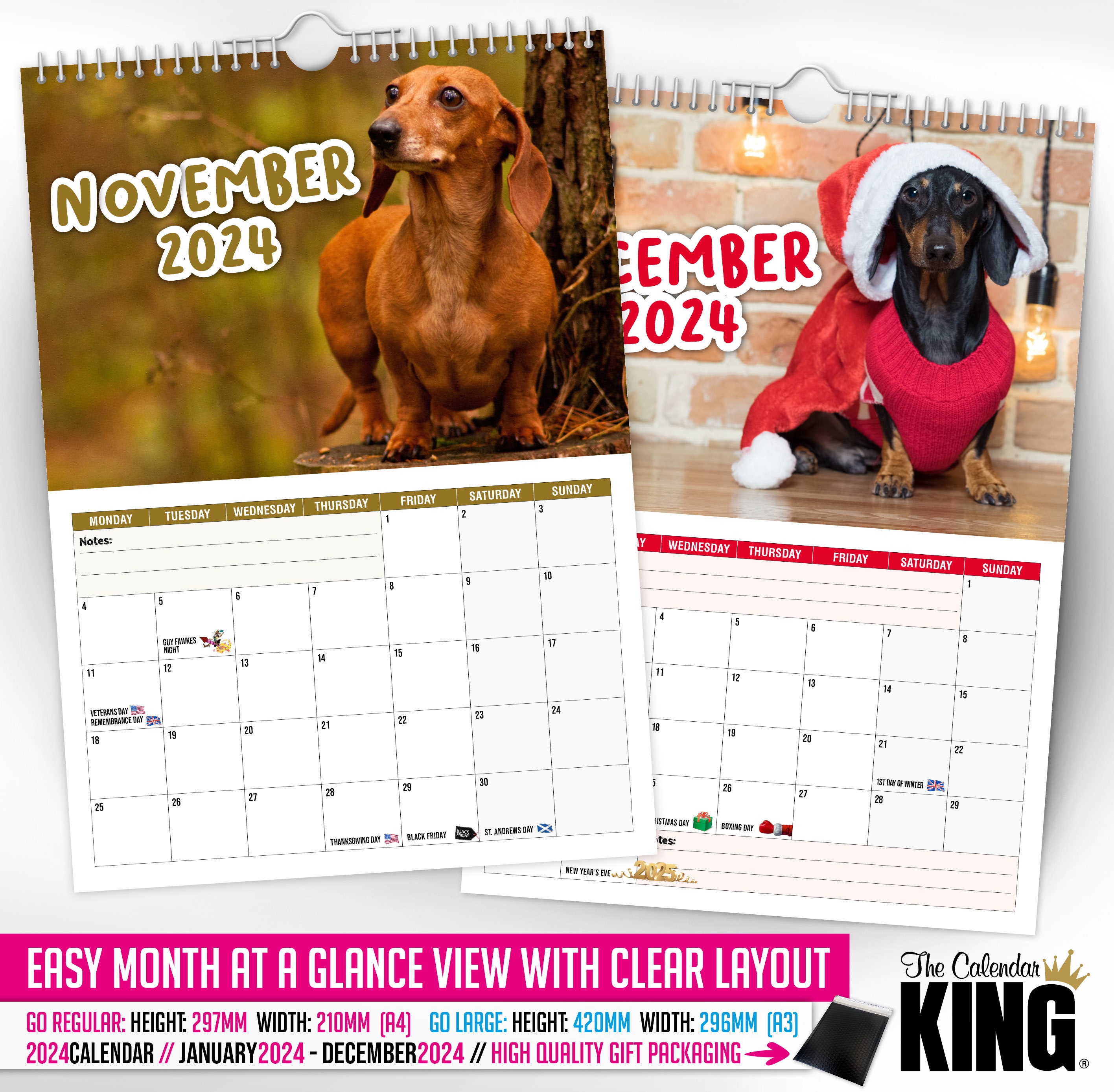 Cheeky Dachshunds 2024 Wall Calendar // Pet / Animal / Christmas / Birthday  / Gift Idea / Present / Novelty / Humour / Secret Santa - Etsy