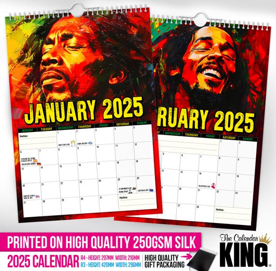 BOB MARLEY カレンダー Bob Marley - Offizieller Kalender 2022-16-Monatskalender