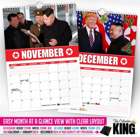Kim Jong-un 2024 Wall Calendar // Funny / Quirky / Christmas / Birthday / Gift Idea / Present / Novelty / Humour / Secret Santa - Etsy
