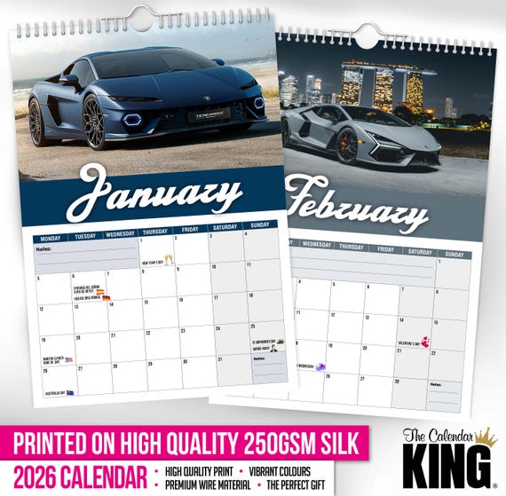 ランボ - 2026年壁掛けカレンダー // 車 / モータースポーツ
