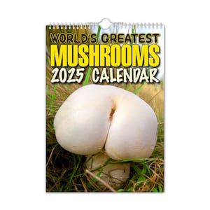 World&#39;s Greatest Mushrooms - 2025 Wall Calendar // Funny / Quirky / Christmas / Birthday / Gift Idea / Present / Novelty / Humour