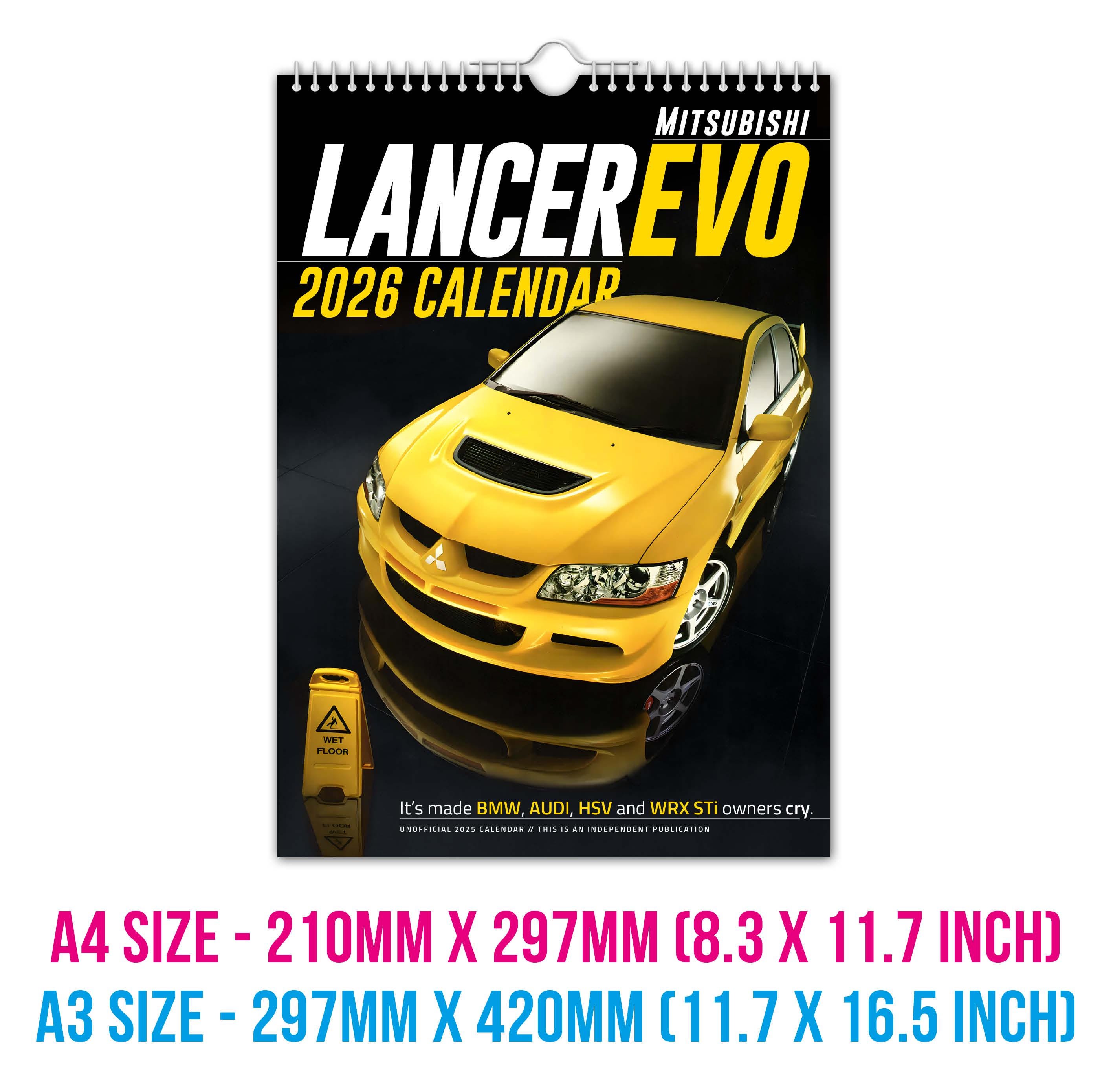 ランサーエボ - 2026年壁掛けカレンダー // 車 / モータースポーツ