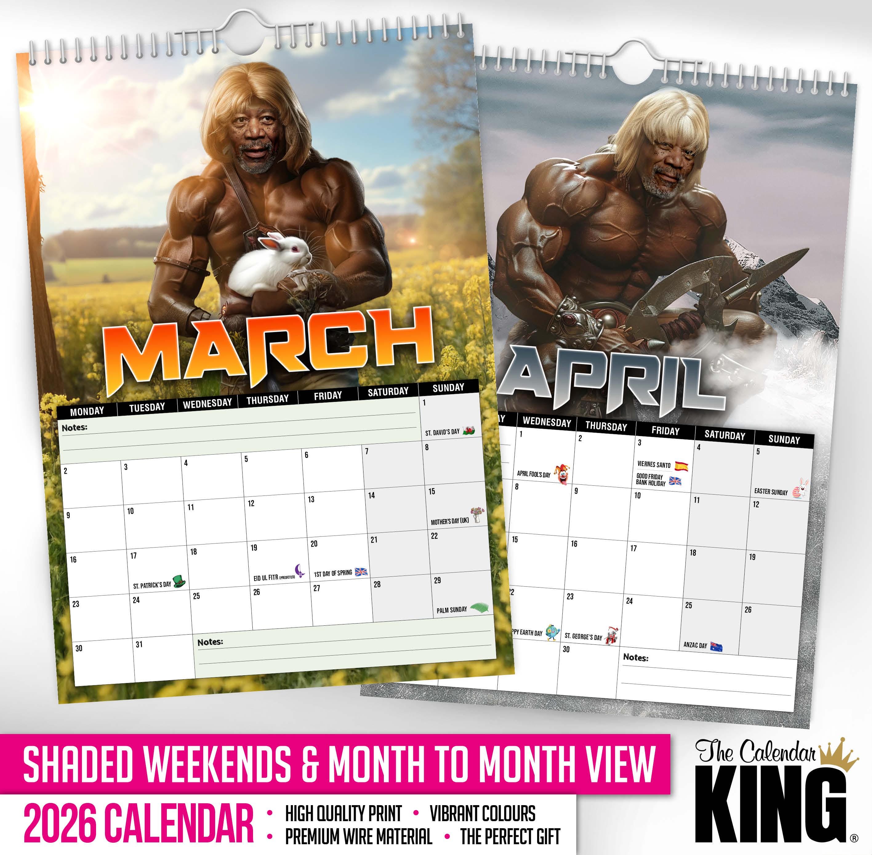 Morgan He-man - 2026 Wall Calendar // Funny / Quirky / Christmas