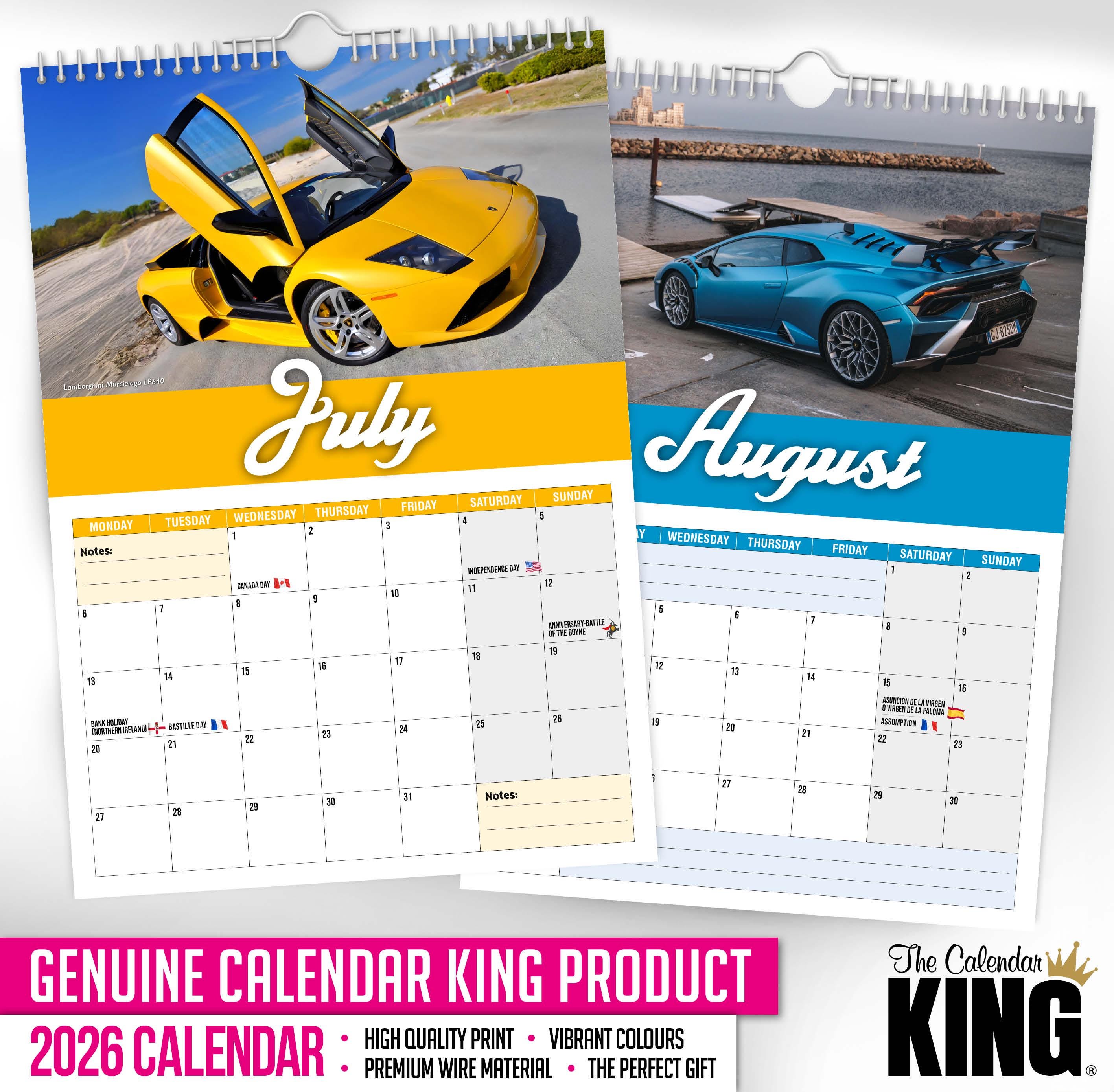 ランボ - 2026年壁掛けカレンダー // 車 / モータースポーツ