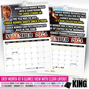 Chuck Norris 2024 Wall Calendar // Funny / Quirky / - Etsy Canada