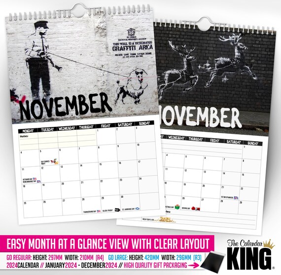 Banksy 2024 Wall Calendar // Art / Creative / Christmas / Birthday / Gift  Idea / Present / Novelty / Art / Creative / Secret Santa - Etsy