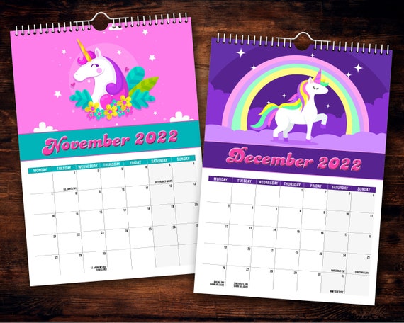 Unicorn Calendar 2022 Unicorn 2022 Wall Calendar // Kids / Children's / | Etsy Canada