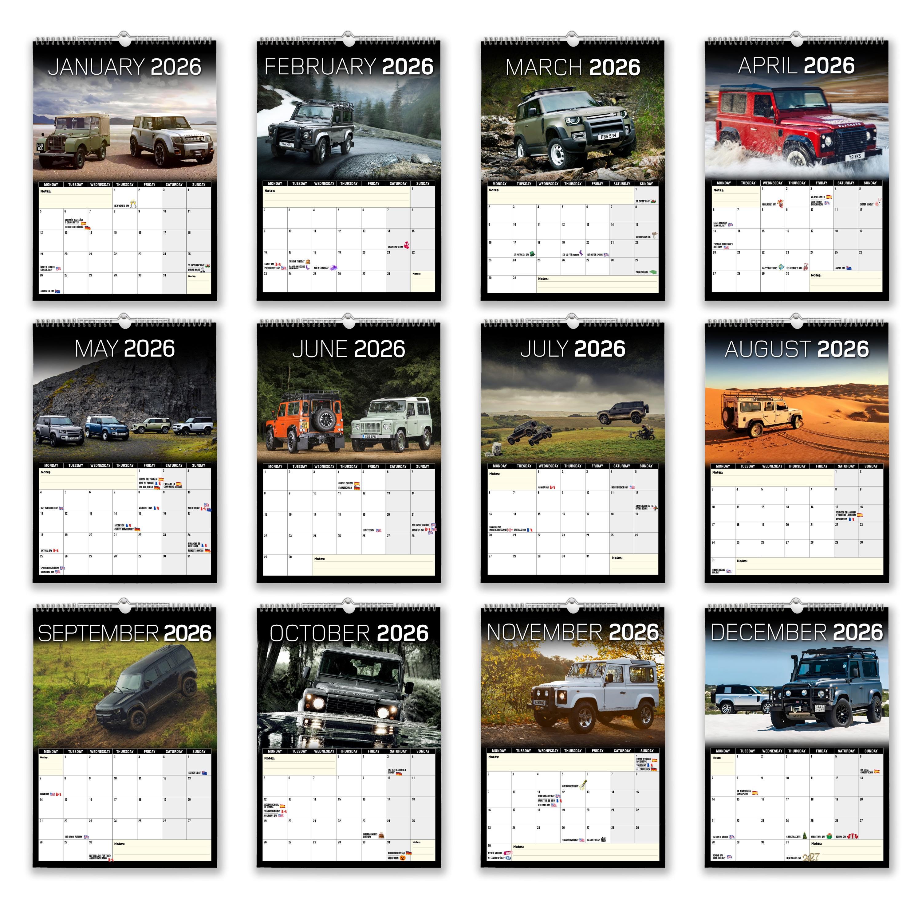 The Calendar King - Landy Defender - Landie Defender - 2026 Wall Calendar - A4 Size - Unofficial // Nostalgic/Classic Car/Christmas/Birthday/Gift Idea/ Present/Novelty - View #6