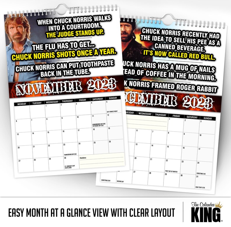 Chuck norris calendrier mural 2023 dr le excentrique etsy france
