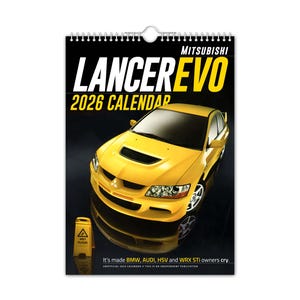 Lancer Evo - Kalendarz ścienny 2026 // Samochody / Motoryzacja / Nostalgiczne / Boże Narodzenie / Urodziny / Prezent / Prezent / Nowość