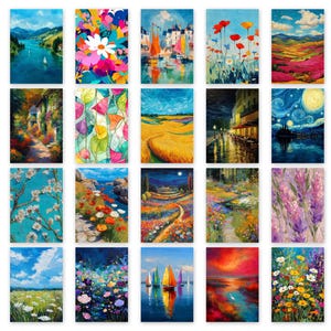 Artistieke kaartselectie - Set van 20 geassorteerde wenskaarten met enveloppen - blanco binnenkant - Gedrukt op premium zwaargewicht kaart - BLNK_002