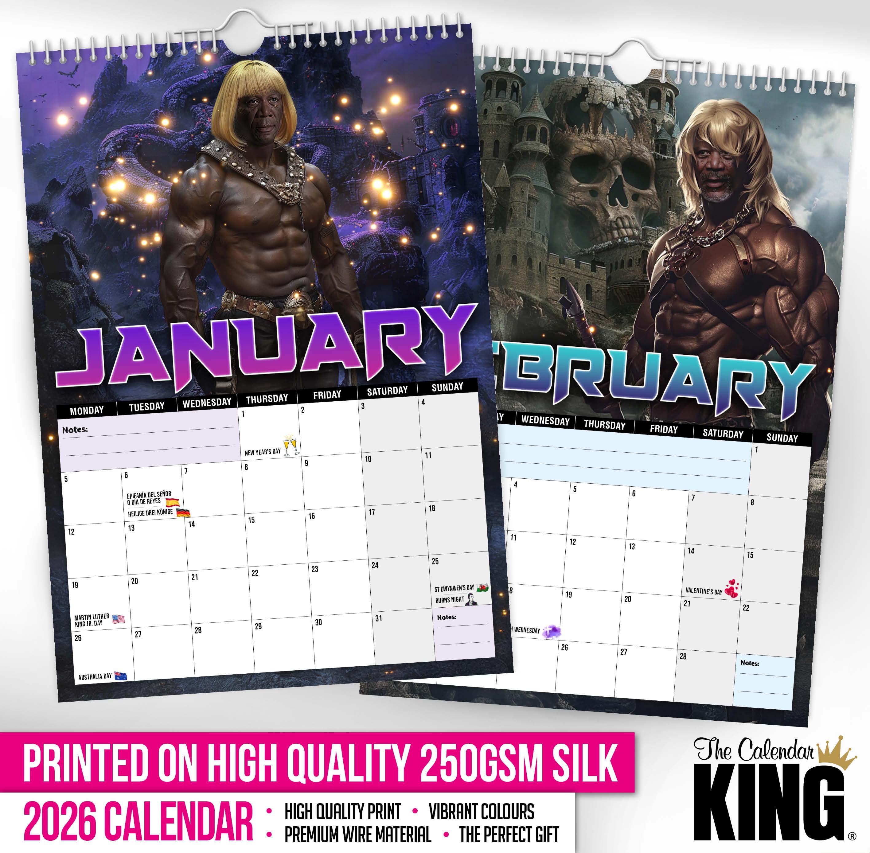 Morgan He-man - 2026 Wall Calendar // Funny / Quirky / Christmas