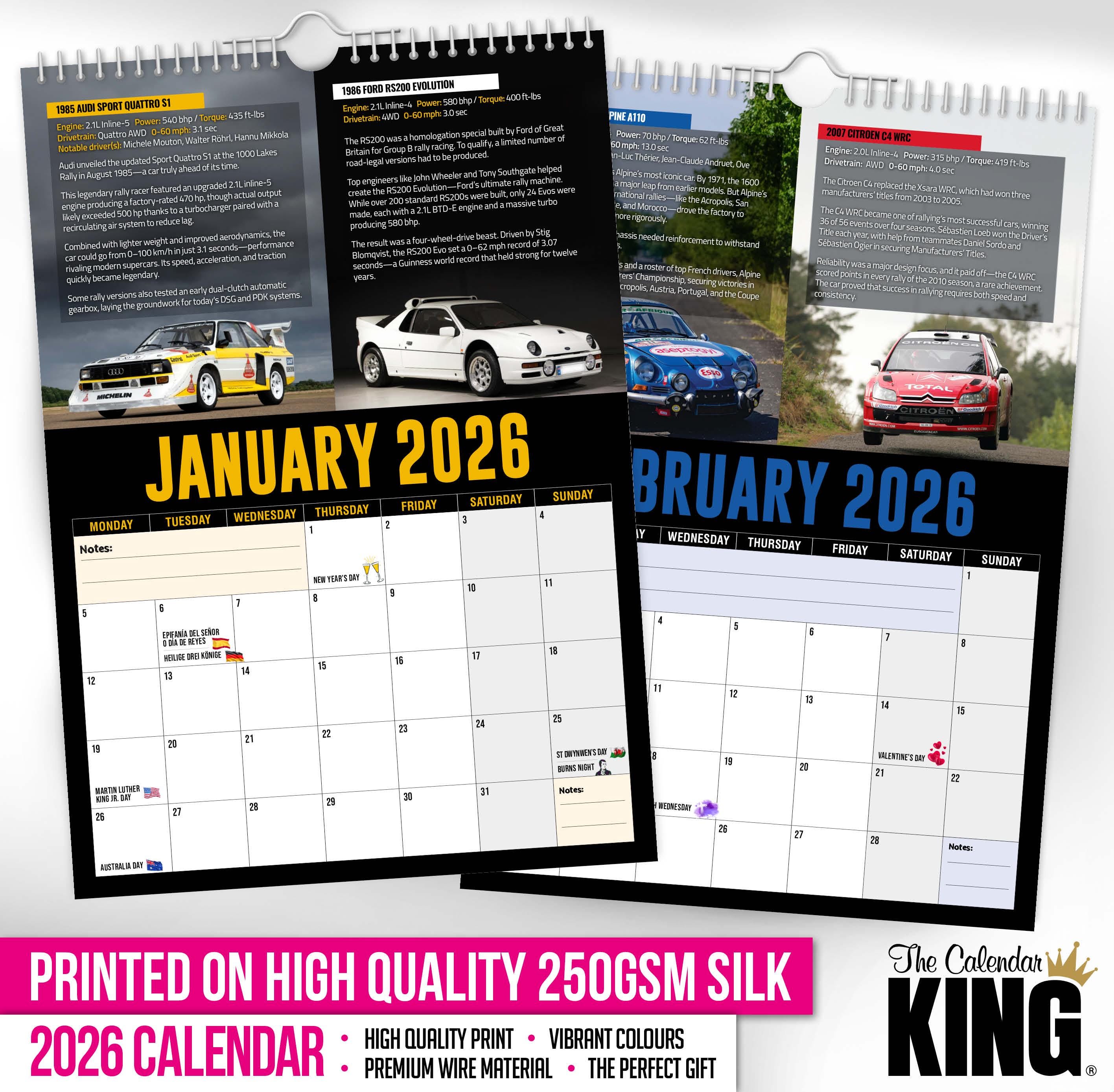 Wall Rally World's Greatest Rally Cars - 2026 Wall Calendar // Cars / Motoring ...
