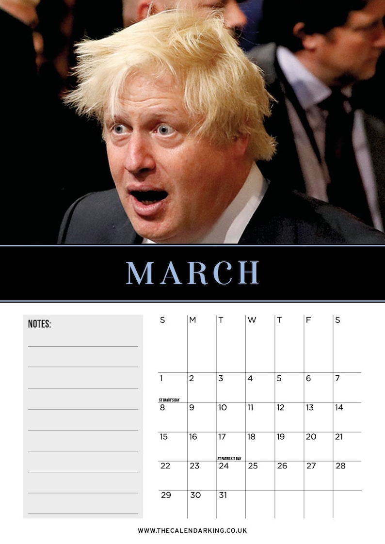 Boris Johnson 2020 Wall Calendar Funny/Quirky Etsy