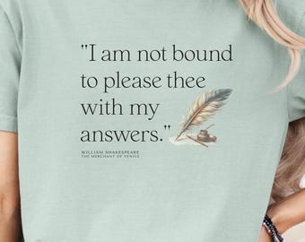Dark Academia Shirt, Shakespeare Quote Shirt, Literary T-Shirt, Aesthetic Tee, Book Lover Gift,  Classic Literature Shirt, Booktok, BO019