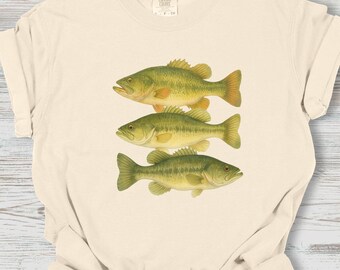 Retro Bass Fish Graphic T-Shirt: Angler Gift, Lake Life Apparel