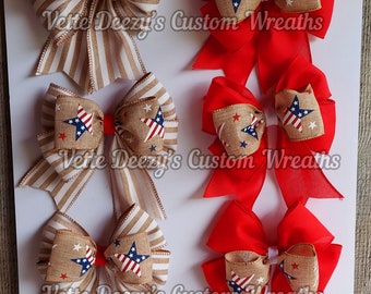 Patriotic Wreath Bow: Red, White, and Blue Stars & Stripes - Set of 6