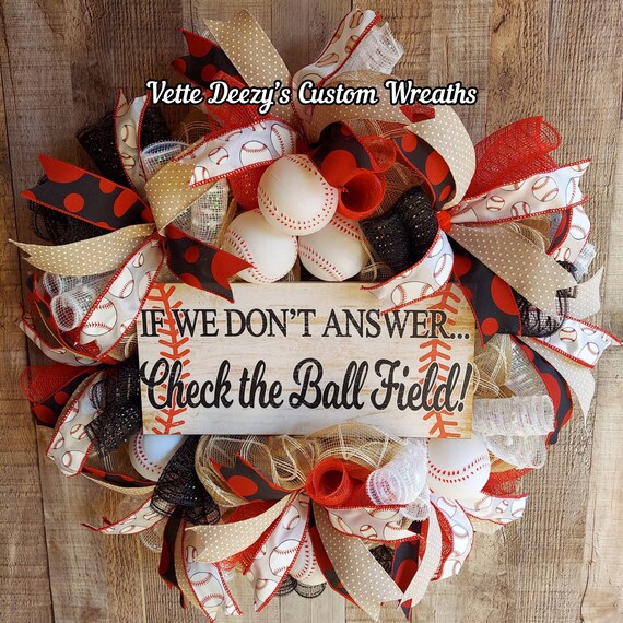 Baseball Wreath Softball Baseball Wreath Sports Wreath Etsy