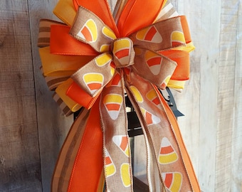 Candy Corn Halloween Wreath Bow: Handmade Fall Decor