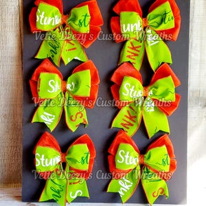 Grinch Christmas Tree Bow Set: Green Monster Stink Stank Stunk, Set of 6