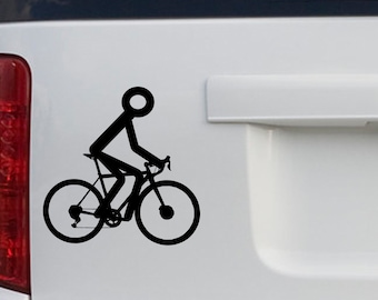 Cyclist Figure Vinyl Decal: Bicycle Car Sticker