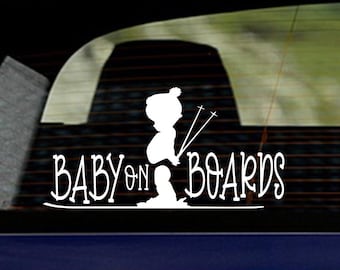 Baby on Board Skiing Sticker - Car, Laptop, Wall Decal