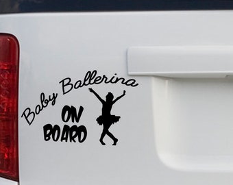 Baby Ballerina On Board Car Decal: Ballet Girl Vinyl Sticker