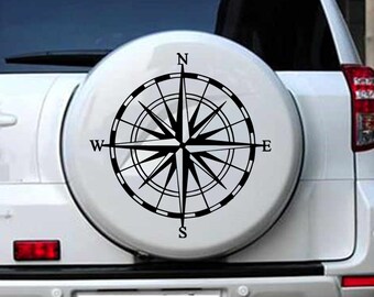 Compass Rose Vinyl Decal - Spare Tire Cover Sticker