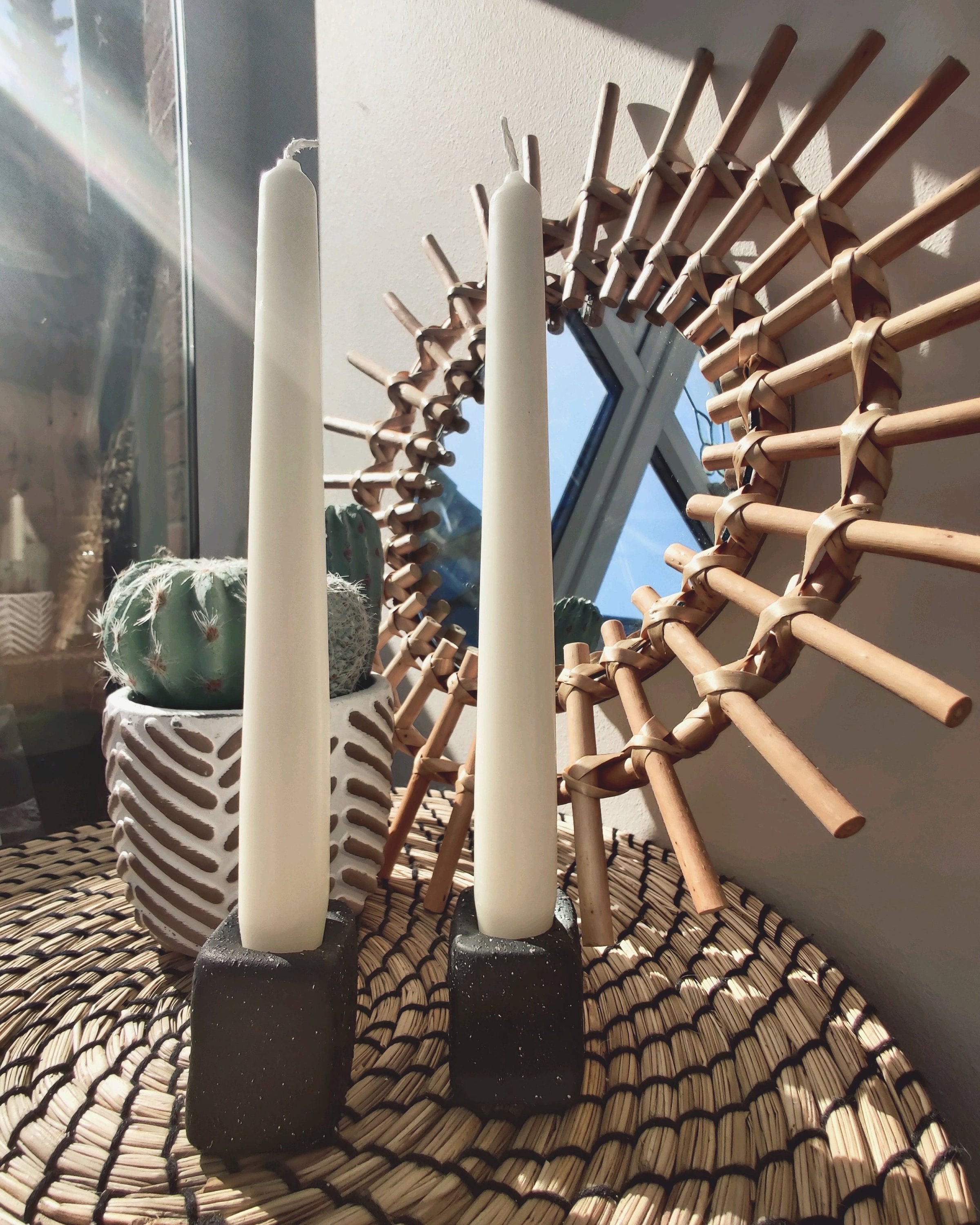 Tapered Candle Holders Pack of 2 Stone Effect Pure Etsy